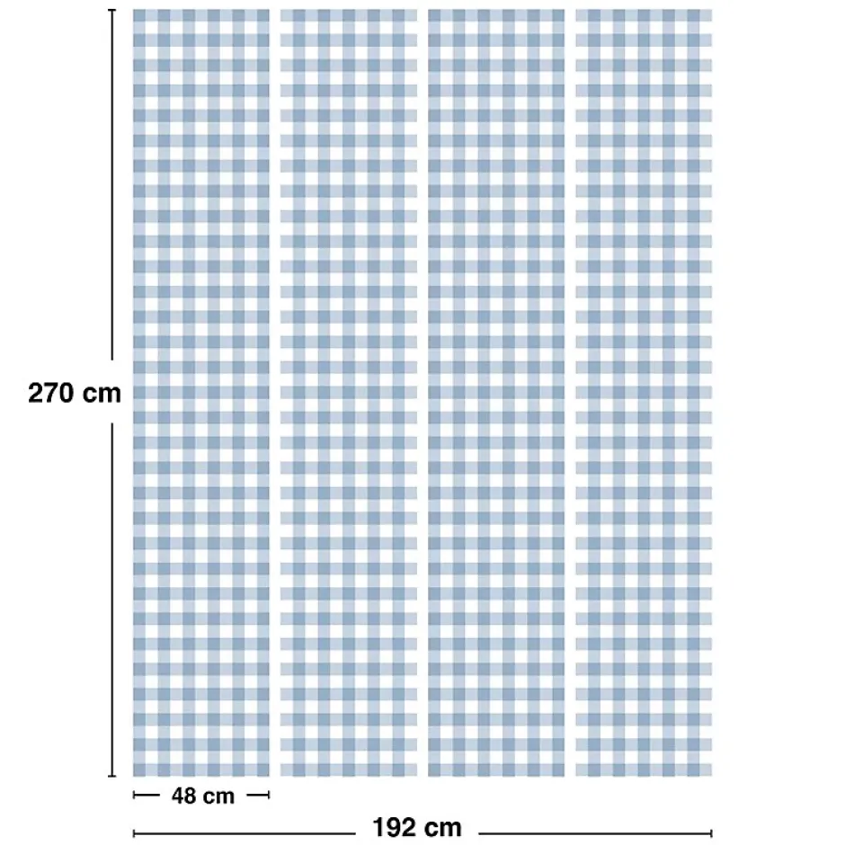 99Deco Papier peint raccordable - Vichy - Bleu - intissé : 150g/m² - 4 lés : 192x270cm
