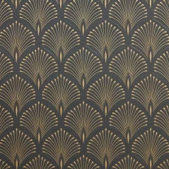 Papier peint vinyl sur intissé echium noir et or-GoodHome Discount