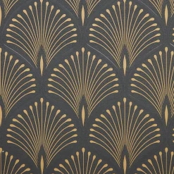 Papier peint vinyl sur intissé echium noir et or-GoodHome Discount