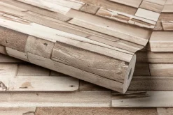 Papier peint vinyle expansé intissé effet parmant de bois clair L.1005 x l.53cm-Grandeco New