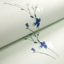 Décoweb Papier peint vinyle expansé sur intissé - Aquarelle - Fleurs bleues - Rouleau(x)