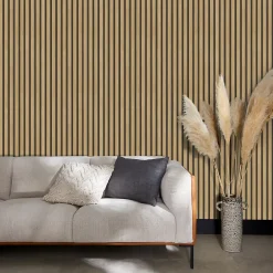 Grandeco Papier peint vinyle expansé sur intissé effet lattes de bois foncé L.1005 x l.53cm