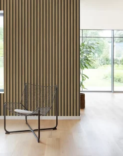 Grandeco Papier peint vinyle expansé sur intissé effet lattes de bois foncé L.1005 x l.53cm