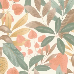 Rasch Papier peint vinyle expansé intissé feuillage Tropico vert, terracotta L.1005 x l.53cm