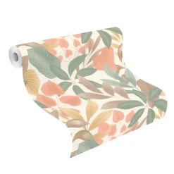 Rasch Papier peint vinyle expansé intissé feuillage Tropico vert, terracotta L.1005 x l.53cm