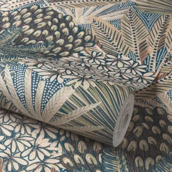 Papier peint vinyle grainé sur intissé feuillage botanique vert L.1005 x l.53cm-Grandeco Online