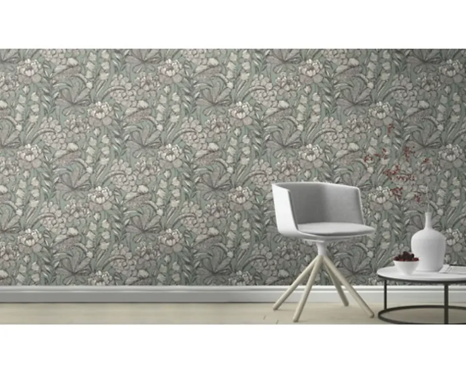 Papier peint vinyle intissé grainé fleuri Jade L.1005 x l.53cm-Rasch Hot