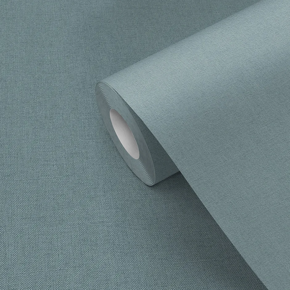 Papier peint vinyle intissé uni bleu vert L.53 x l.1005 cm Tille-GoodHome