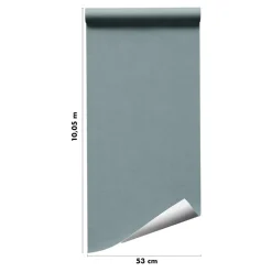 Papier peint vinyle intissé uni bleu vert L.53 x l.1005 cm Tille-GoodHome