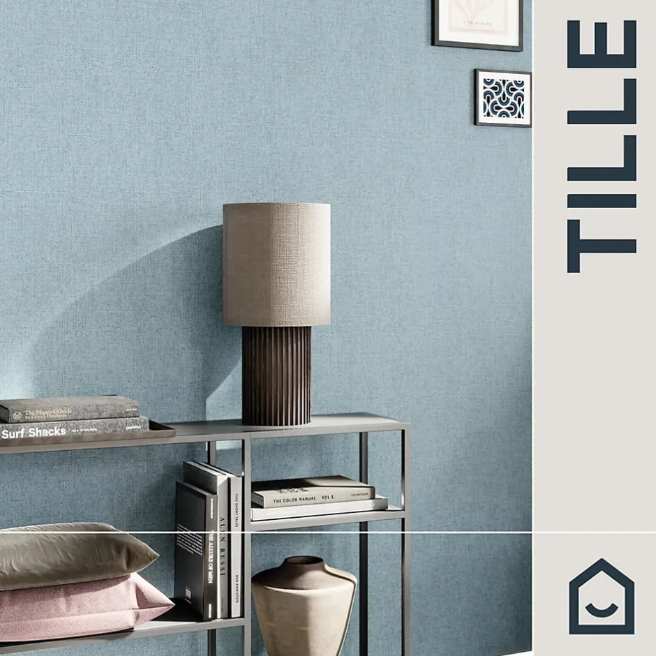 Papier peint vinyle intissé uni bleu vert L.53 x l.1005 cm Tille-GoodHome