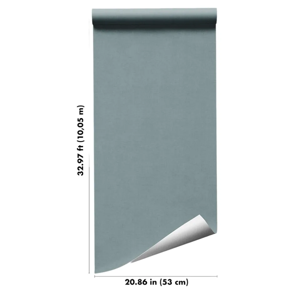 Papier peint vinyle intissé uni bleu vert L.53 x l.1005 cm Tille-GoodHome