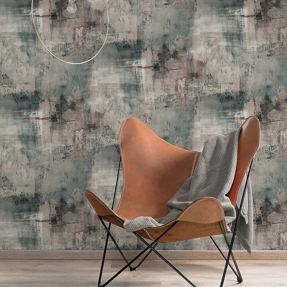 GoodHome Papier peint Vinyle Intissé Elmas gris