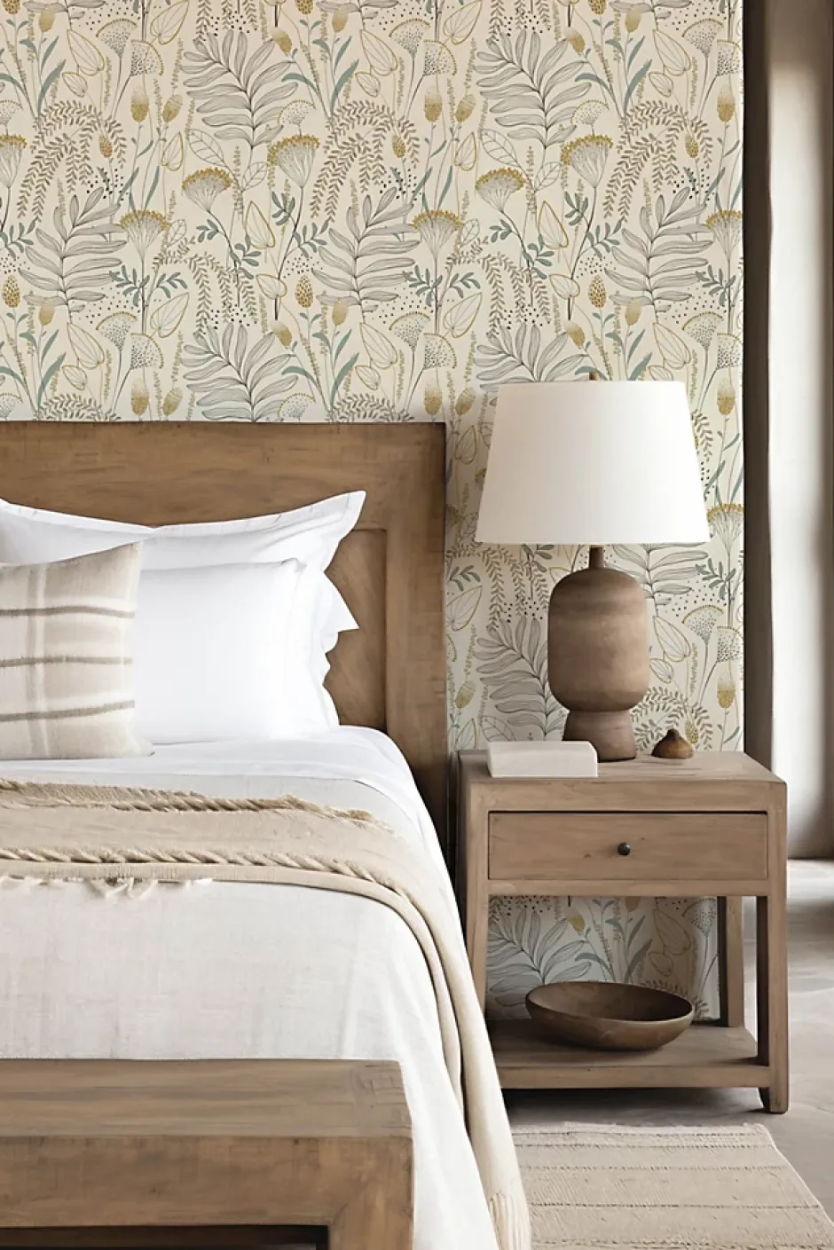 Rasch Papier peint vinyle intissé fleuri bleu, jaune ocre L.1001 x l.53cm , Angélique