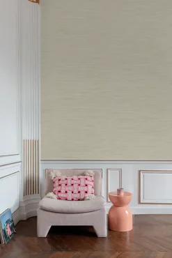 Papier peint vinyle intissé uni texturé beige L.1005 x l.53cm , Bamboo-Grandeco