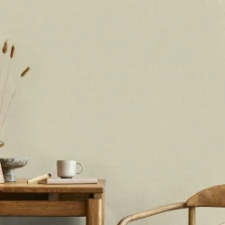 Papier peint vinyle intissé uni structuré beige L.1000 x l.52 cm Shung-GoodHome New