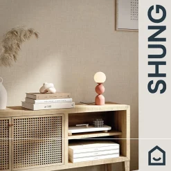 Papier peint vinyle intissé uni structuré beige L.1000 x l.52 cm Shung-GoodHome New