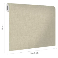 Papier peint vinyle intissé uni structuré beige L.1000 x l.52 cm Shung-GoodHome New