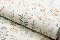 Grandeco Papier peint vinyle intissé fleuri beige, jaune L.53 x l.1005 cm Poésie