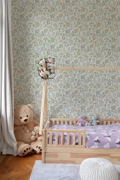 Grandeco Papier peint vinyle intissé fleuri beige, jaune L.53 x l.1005 cm Poésie