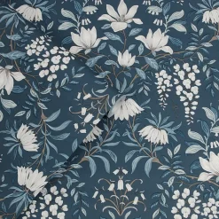 Papier peint vinyle intissé fleuri bleu L.1000 x l.52 cm Parterre-Laura Ashley Discount