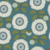 Papier peint vinyle intissé Cuisines & Bains mat et satiné tournesol, fleurs bleu, vert l.1005 x l.53 cm-Lutece Sale