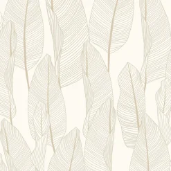 Lutèce Papier peint vinyle intissé feuille de bananier beige, terracotta L.1005 x l.53cm