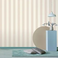 Lutece Papier peint vinyle intissé à coller rayures beige L.10 05 x l.53cm