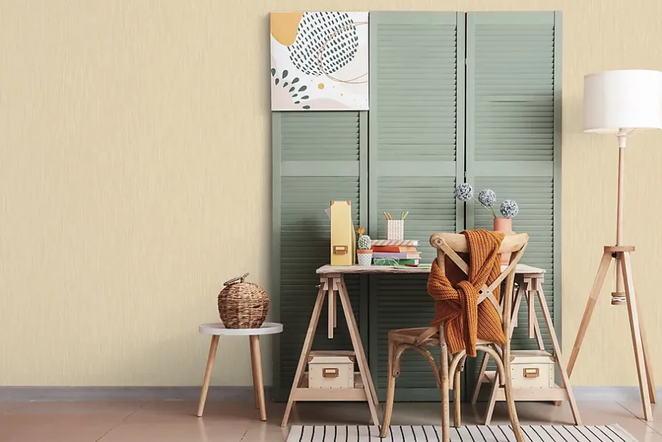 Papier peint vinyle intissé Les aventures latte uni beige doré L.1005 x l.53cm Lutèce-Lutece