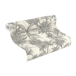 Rasch Papier peint vinyle intissé feuillage tropical noir, doré L.1001 x l.53cm