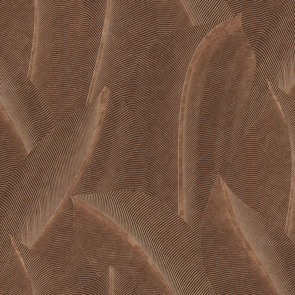 Lutece Papier peint vinyle intissé Allure mat et satiné effet Cuivre feuilles marron, rouille l.1005 x l.53 cm