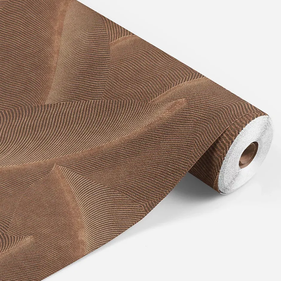 Lutece Papier peint vinyle intissé Allure mat et satiné effet Cuivre feuilles marron, rouille l.1005 x l.53 cm