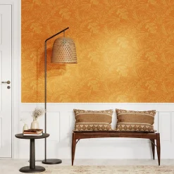 Papier peint vinyle intissé Tuklu jaune ocre l.53 cm x 10m-GoodHome Sale