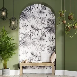 GoodHome Papier peint Vinyle Intissé Howlit noir et blanc