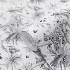 GoodHome Papier peint Vinyle Intissé Howlit noir et blanc