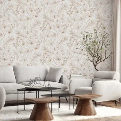 Papier peint vinyle intissé fleur de cerisier cuivre, rouille L.1005 x l.53cm-Lutèce