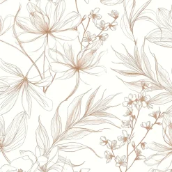 Papier peint vinyle intissé fleur de cerisier cuivre, rouille L.1005 x l.53cm-Lutèce