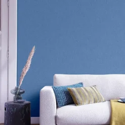 GoodHome Papier peint vinyle intissé effet textile bleu L.10m x l.53cm