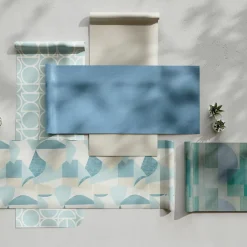 GoodHome Papier peint vinyle intissé effet textile bleu L.10m x l.53cm