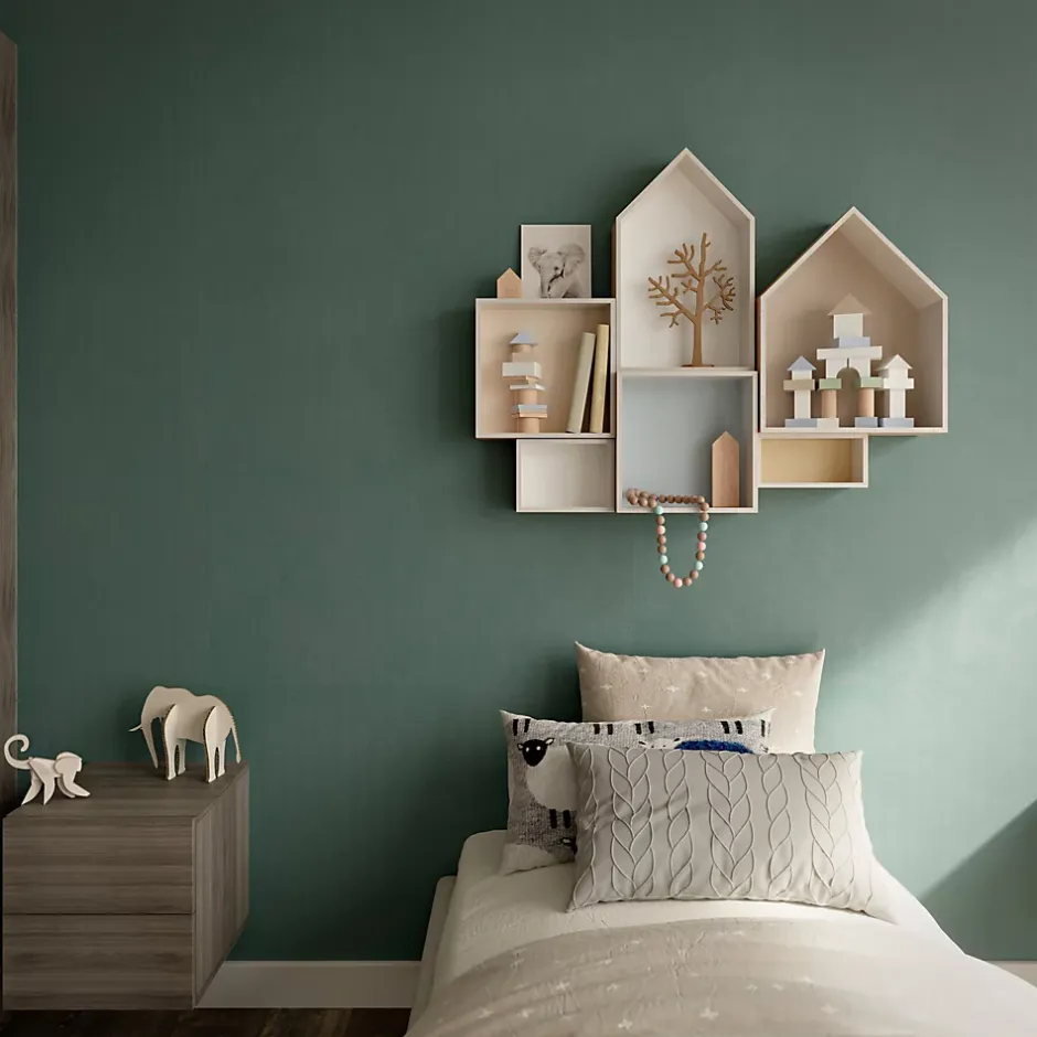 GoodHome Papier peint vinyle intissé uni bleu vert L.53 x l.1005 cm Izier