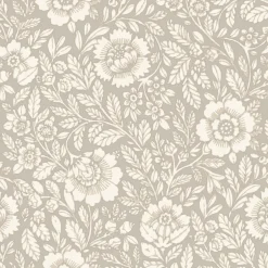 GoodHome Papier peint vinyle intissé Soffice motif fleuri beige L. 10,05m x l. 0,53m