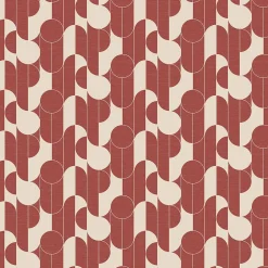 GoodHome Papier peint vinyle intissé rond géométrique terracotta et blanc L.10m x l.53cm