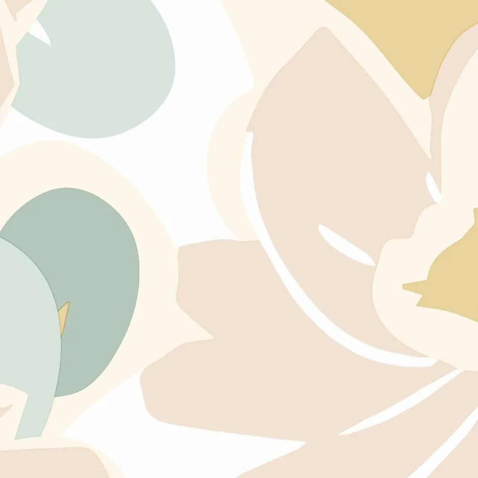 Lutece Papier peint vinyle intissé fleuri Tropimasse fleurs beige, rose, jaune L.1005 x l.53cm Lutèce