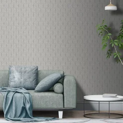 GoodHome Papier peint Vinyle Intissé Aytasi argent