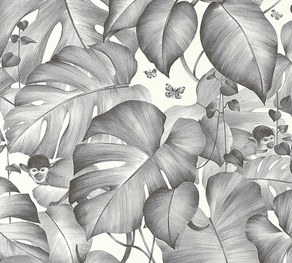 GoodHome Papier peint vinyle intissé noir et blanc