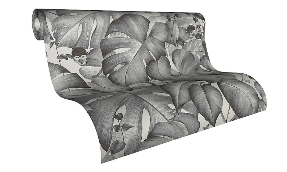 GoodHome Papier peint vinyle intissé noir et blanc