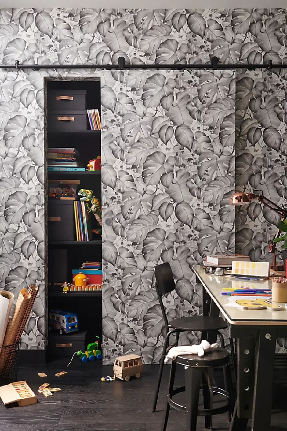 GoodHome Papier peint vinyle intissé noir et blanc