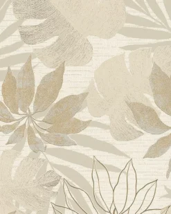 Papier peint vinyle intissé feuillage beige L.1001 x l.53cm