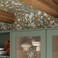 GoodHome Papier peint vinyle intissé fleuri liberty vert L.53 x l.1005 cm Amity