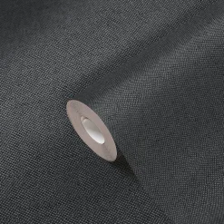 Papier peint vinyle intissé uni aspect tissu gris anthracite L.1005 x l.53cm , Mythe-GoodHome
