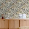 Papier peint vinyle intissé fleuri Alice bleu L.1005 x l.53cm-Grandeco New